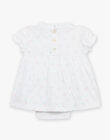 Robe et béguin de naissance blancs à imprimé fleurs FOLINA / 23E0CFT1ROB000