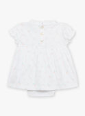 Robe et béguin de naissance blancs à imprimé fleurs FOLINA / 23E0CFT1ROB000