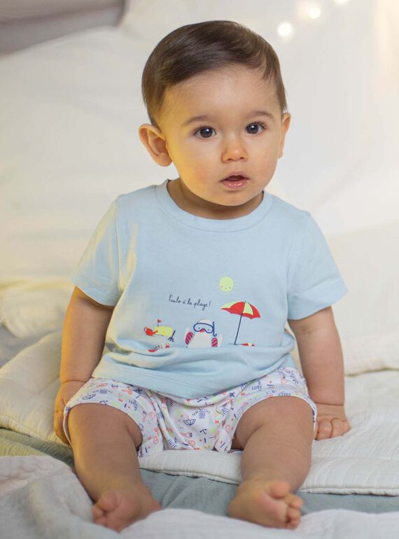 Grenouillère turquoise bébé garçon CEIBRAHIM / 22E5BG52GRE203