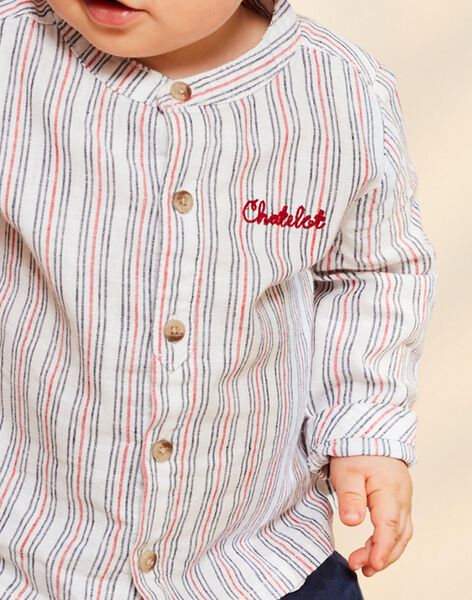 Chemise en lin écru à rayures FAKARL / 23E1BGC1CHM001