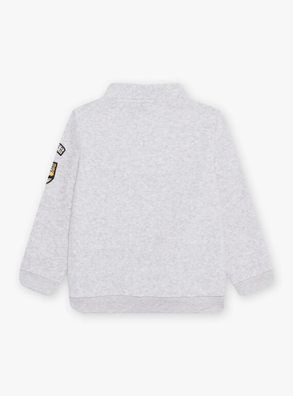 Pull gris chiné à poche kangourou DEBADGEAGE / 22H3PGR1PUL943