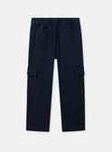 Pantalon cargo bleu marine à broderies pommes Fille NOCARGETTE / 25H2PFP1PAN070