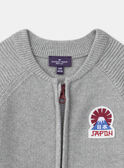 Gilet gris en maille avec patch Garçon NOCOTAGE / 25H3PGP2GIL943