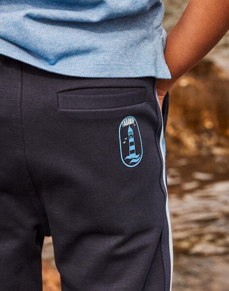 Pantalon bleu marine à bandes contrastantes FOPANTAGE / 23E3PGC1CFP070