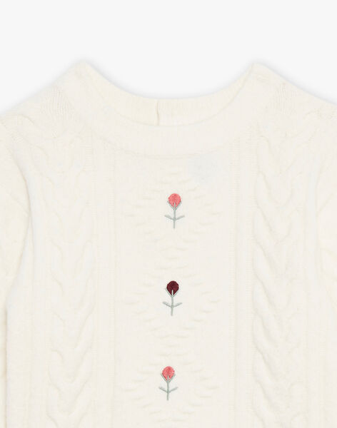 Pull écru à motifs fleurs et points fantaisie DUCHETTE / 22H2PFR1PUL632