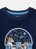 Pyjama bleu foncé en velours imprimé ours Garçon NUICOAGE / 25H5PGB5PYJ703