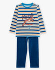 Ensemble pyjama bleu foncé en velours à rayures avec tigre FLORAYAGE / 23E5PG21PYJ202