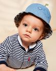 Bob réversible avec denim bleu et rayures bleu marine FAKIMO / 23E4BGC1CHAP269