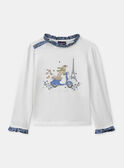 T-shirt blanc imprimé chien à manches longues Fille NUBIMETTE / 25H2PFQ1TML009