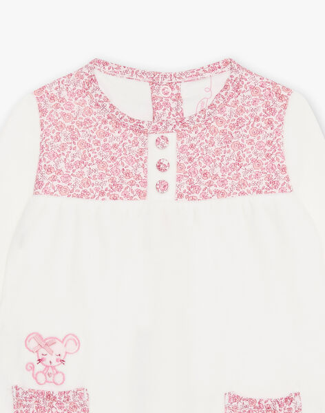 Grenouillère écrue et rose en velours et bonnet DEBAMBI / 22H5BF24GRE001
