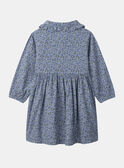 Robe bleu imprimé fleuri à col claudine et manches longues resserées Fille NUTWILETTE / 25H2PFQ2ROB205
