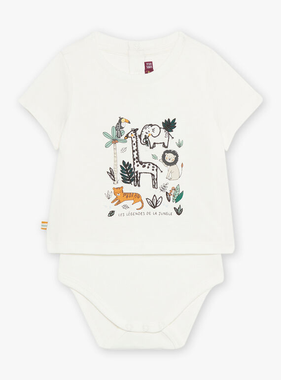 Body T-shirt écru à motifs animaux et jungle bébé garçon CAKILLIAN / 22E1BG91BOD001