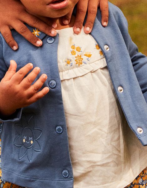 Cardigan bleu marine esprit veste à patchs fleurs FABARBARA / 23E1BF82CAR070