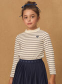 T-shirt blanc à rayures bleu marine avec col et manches longues Fille NIXUBETTE 1 / 25H2PFH1TML001