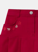 Jupe plissée rouge à poches brodées floral Fille NEJUPETTE / 25H2PFK1JUPF510