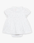 Robe et béguin de naissance blancs à imprimé fleurs FOLINA / 23E0CFT1ROB000