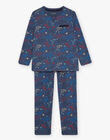 Pyjama jersey bleu marine chiné à imprimé dinosaures DECOSMAGE / 22H5PG25PYJ222