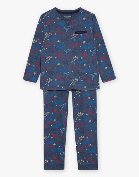 Pyjama jersey bleu marine chiné à imprimé dinosaures DECOSMAGE / 22H5PG25PYJ222