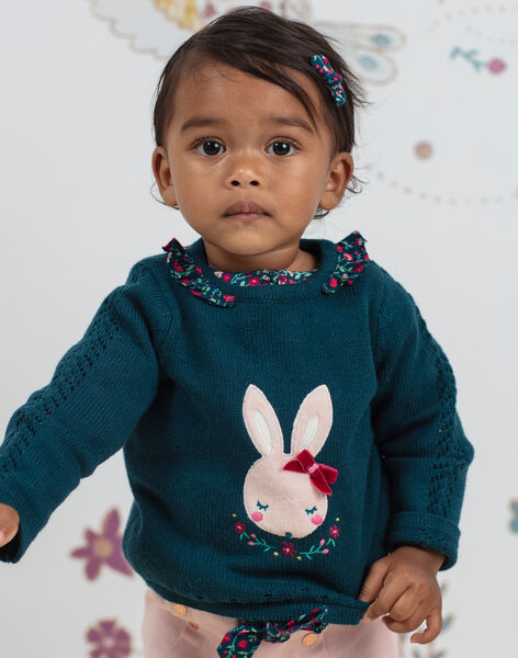 Pull Bleu A Motif Lapin Et Details Imprime Fleuri Bebe Fille Pull Gilet Et Cardigan Bebe Sergentmajor