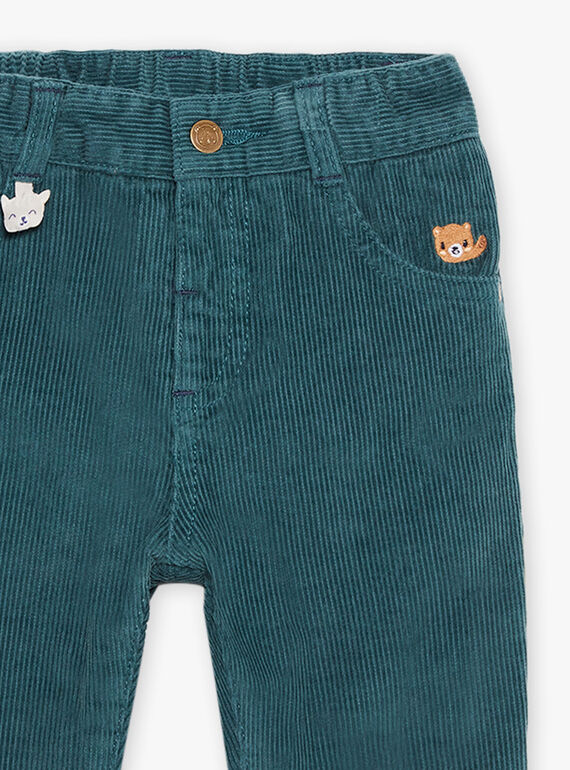 Pantalon en velours côtelé bleu canard DANOE / 22H1BGU2PAN714