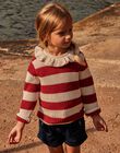 Pull écru à collerette avec rayures rouges FOPULETTE / 23E2PFC1PUL001