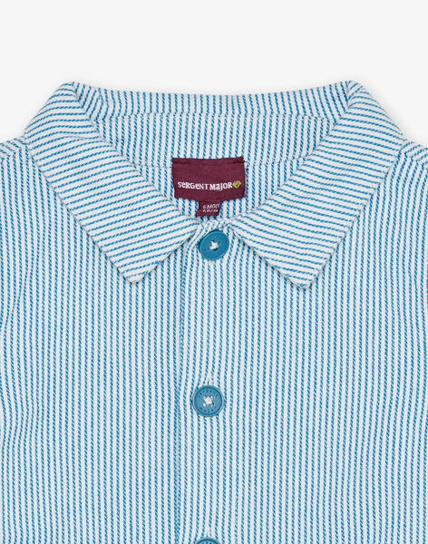 Gilet à rayures bleu azur et blanc FAESCAR / 23E1BGI1GILC218