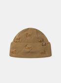 Bonnet en maille marron à broderie loup Garçon NIRENAGE / 25H4PGE3BONA014