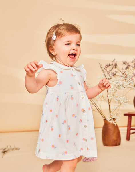 Robe et culotte blanches à imprimé fleuri FASISI / 23E1BFS1ROB001
