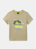T-shirt vert amande à manches courtes Garçon NATICHAGE / 25H3PGJ1TMCG601