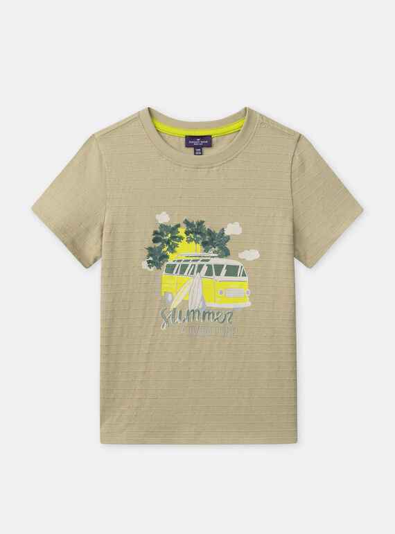 T-shirt vert amande à manches courtes Garçon NATICHAGE / 25H3PGJ1TMCG601