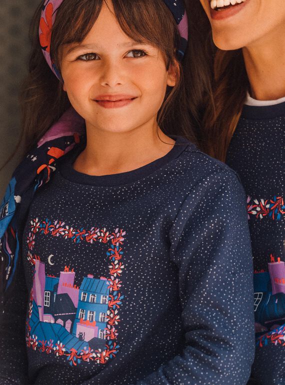 Sweat Camille Witt marine à paillettes - Enfant DOSWETTE / 22H2PFT1SWE705