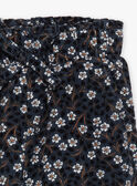 Pantalon bleu ardoise à imprimé fleuri en velours côtelé GARACHEL / 23H1BFR1PANC203
