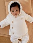 Veste de naissance à capuche en tubique écrue FOLMER / 23E0CM61VESA011