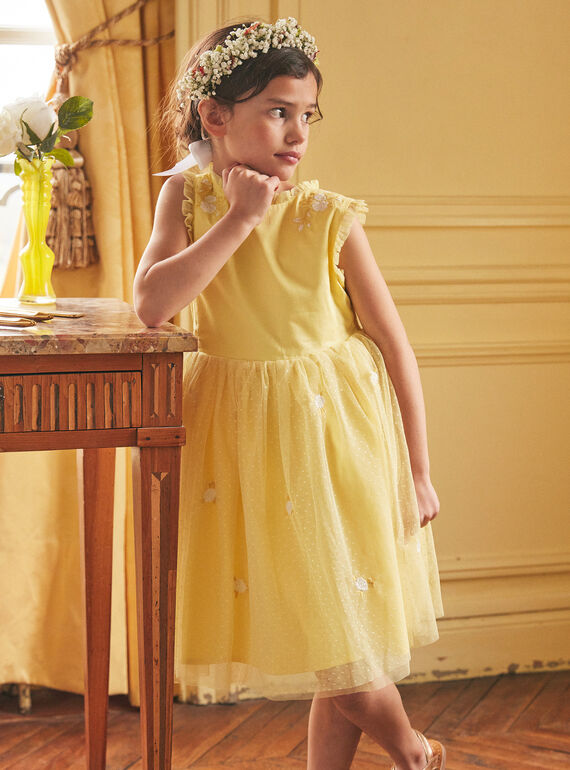 Robe jaune brodée KRETULETTE / 24E2PFL6ROBB103