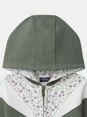 Sweat à capuche zippé vert kaki et imprimé fleuri à manches longues Fille NAEVIETTE / 25H2PF31JGHG602