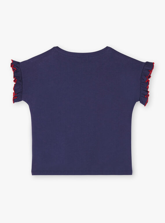 T-shirt bleu impression paillettes avec sacoche ZOTISETTE / 21E2PFB1TMC216