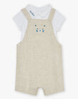 Salopette courte beige en lin et body écru FAEMILIEN / 23E1BGI1ENS000