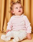 Grenouillère rose chiné et écrue en velours DEBICHE / 22H5BF23GRED314