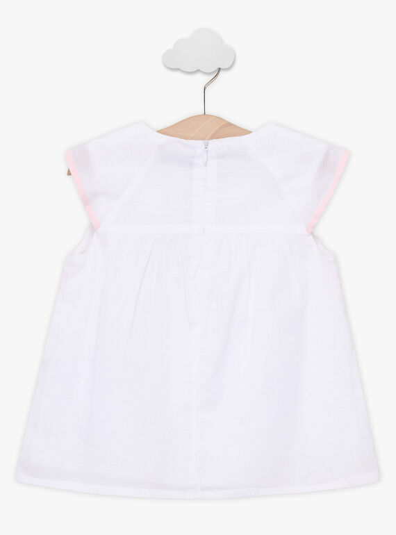 Blouse écrue brodée à volants enfant fille TYBOETTE / 20E2PFJ1CHE000