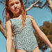 Maillot de bain 1 pièce réversible écru à imprimé fleuri