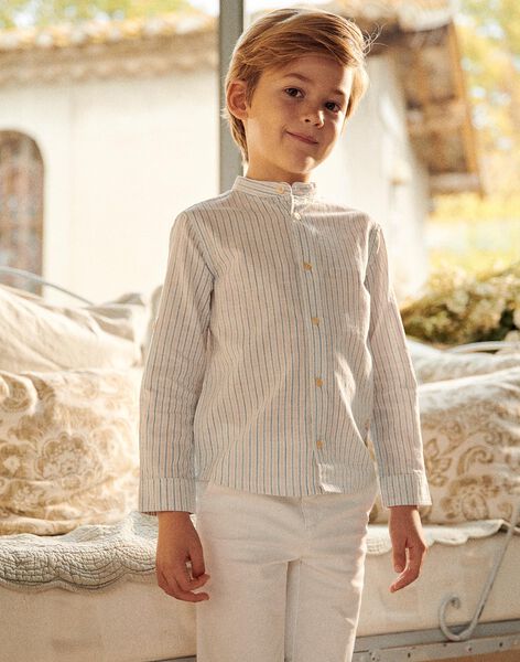 Chemise à rayures bleu, beige et blanc FRERAYAGE / 23E3PGI1CHM000