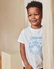 T-shirt écru et bleu clair à motif tigre texturé enfant garçon CAZOTAGE3 / 22E3PGF1TMC001