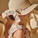 Chapeau de paille avec bande à imprimé clémentines et fleurs