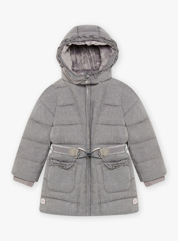 Doudoune gris souris à capuche enfant fille BLOZIKETTE / 21H2PFE3D3E904
