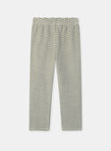 Pyjama écru et vert kaki en velours imprimé chien Garçon NUISPIAGE / 25H5PGB3PYJ005