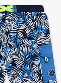 Short de bain bleu imprimé feuilles enfant garçon CYSHORTAGE / 22E4PGO6MAI622