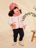 Manteau rose pâle à capuche matelassé à fleurs FIMARIE / 23E1BF51VESD319