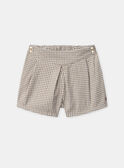 Jupe-short vichy marron et blanc Fille NISKORETTE / 25H2PFL1JPS001