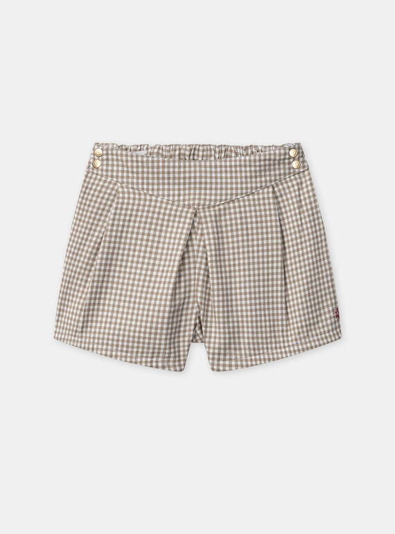 Jupe-short vichy marron et blanc Fille NISKORETTE / 25H2PFL1JPS001