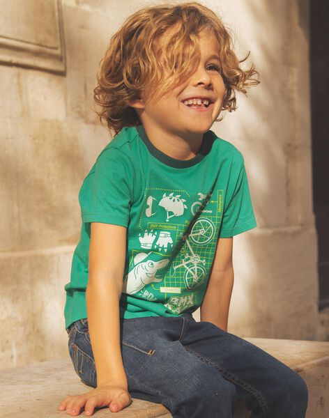 T-shirt vert dinosaure et vélos phosphorescents FEPAGE / 23E3PGB2TMC630